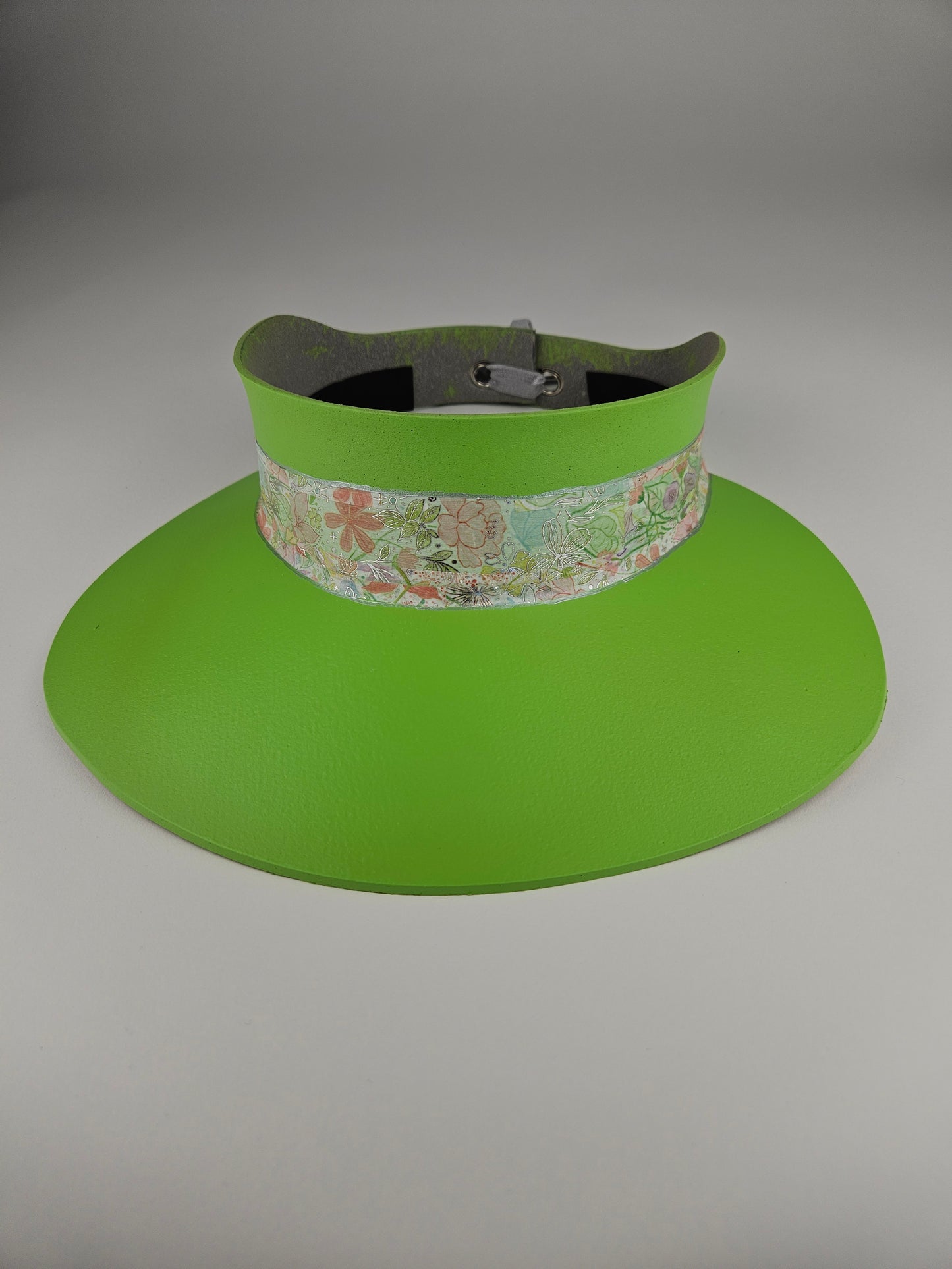 Neon Green Visor Hat - Pastel Floral Band
