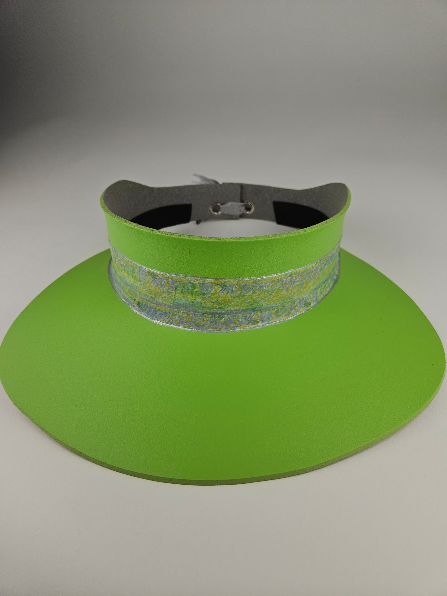 Neon Green Visor Hat - Monet Style Floral Band
