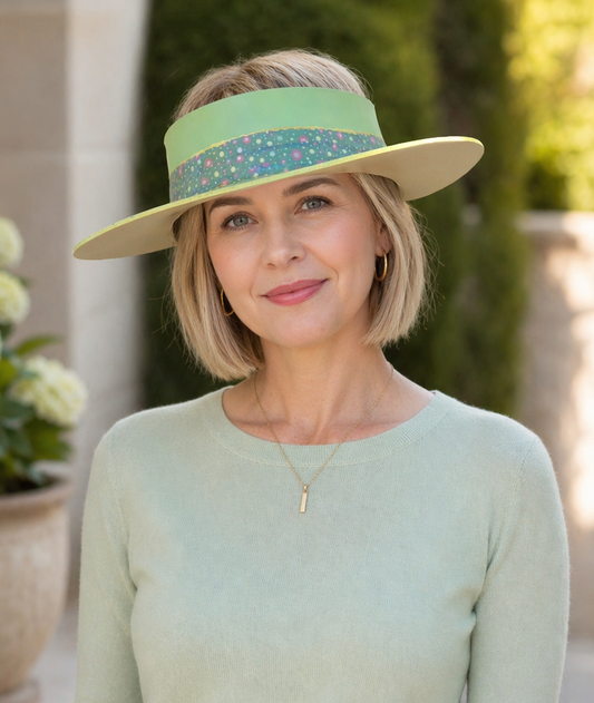 Green Visor Hat - Green Floral Band