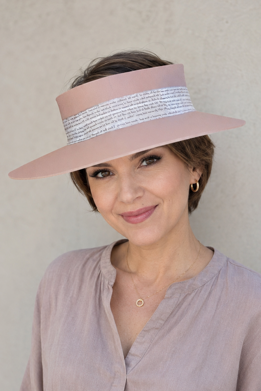 Peach Pink Visor Hat - Script Style Band