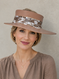 Tall Mocha Brown Visor Hat - Brown Floral Band