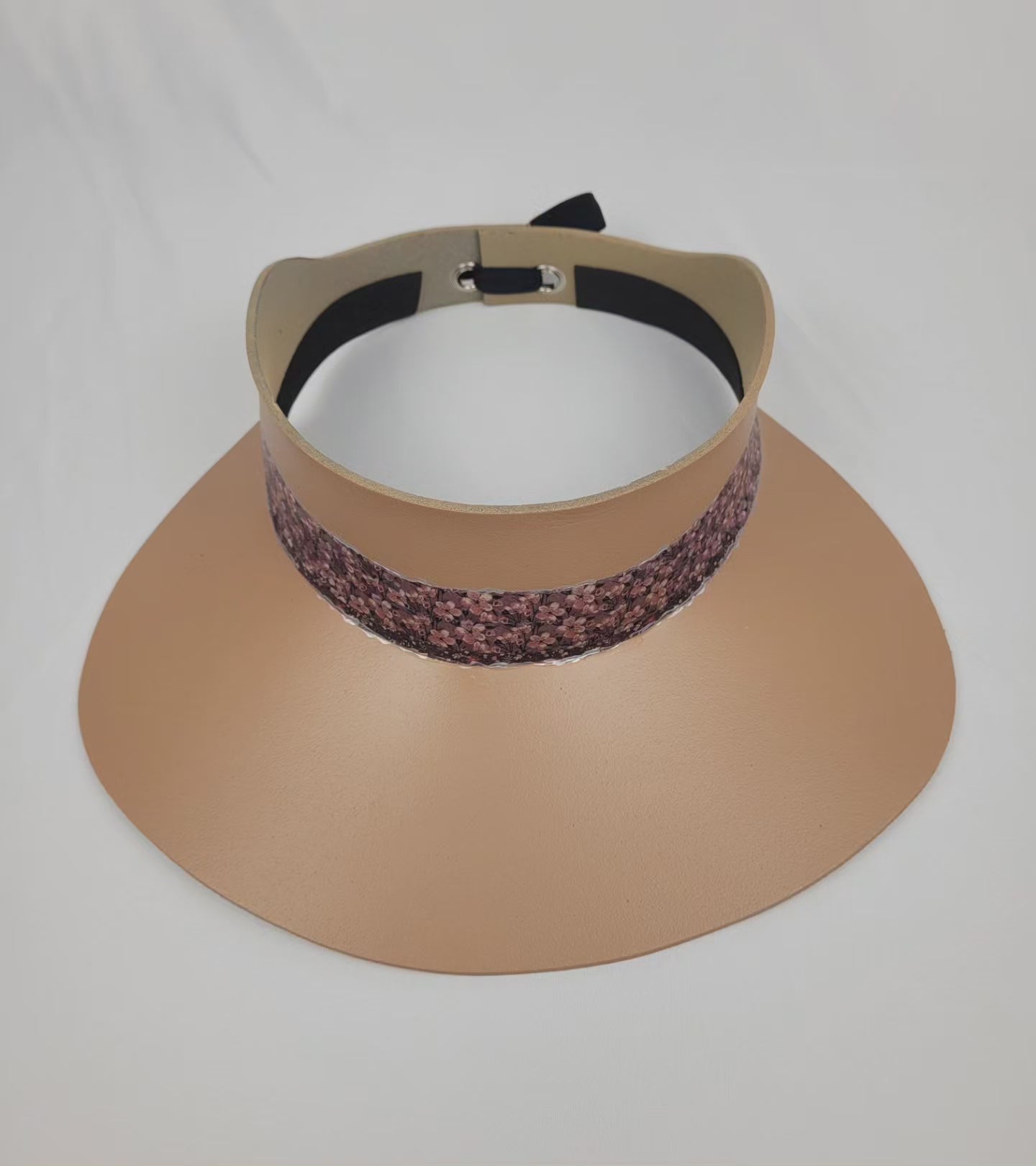 Tan "LadyEVA" Visor Hat with Elegant Purple Floral Band