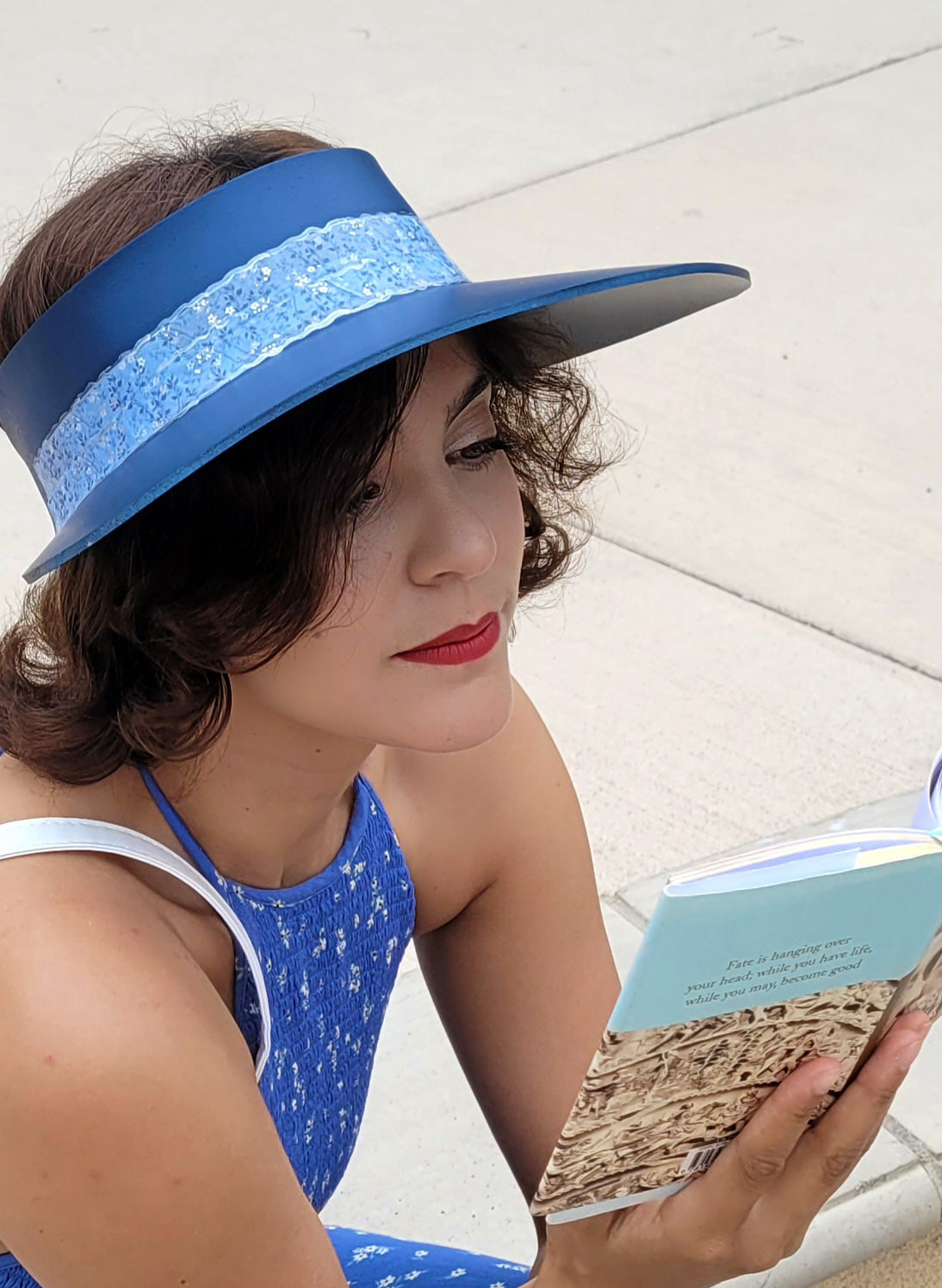 Navy Blue "LadyEVA" Visor Hat with Silvery Blue Band