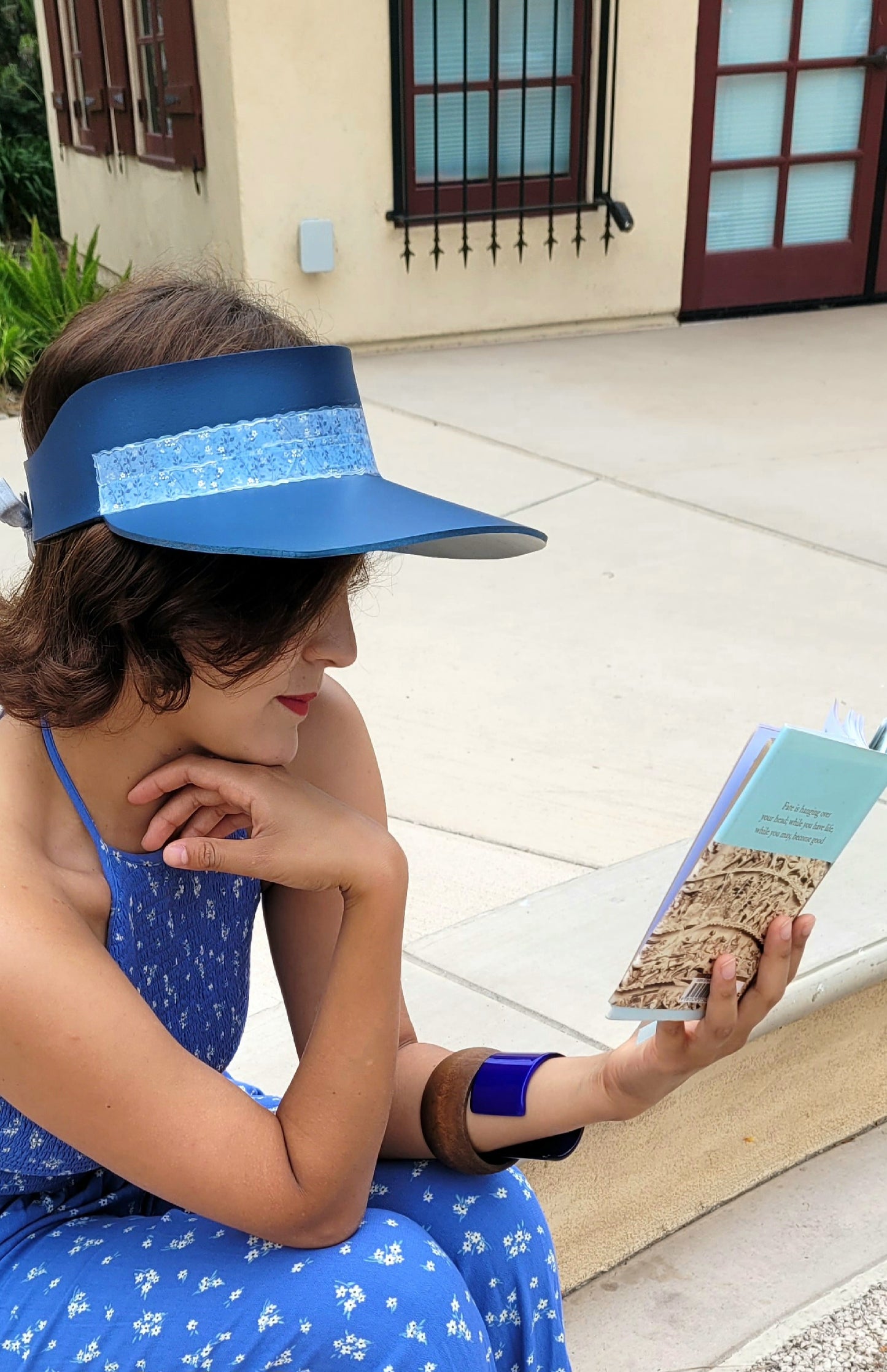 Navy Blue "LadyEVA" Visor Hat with Silvery Blue Band