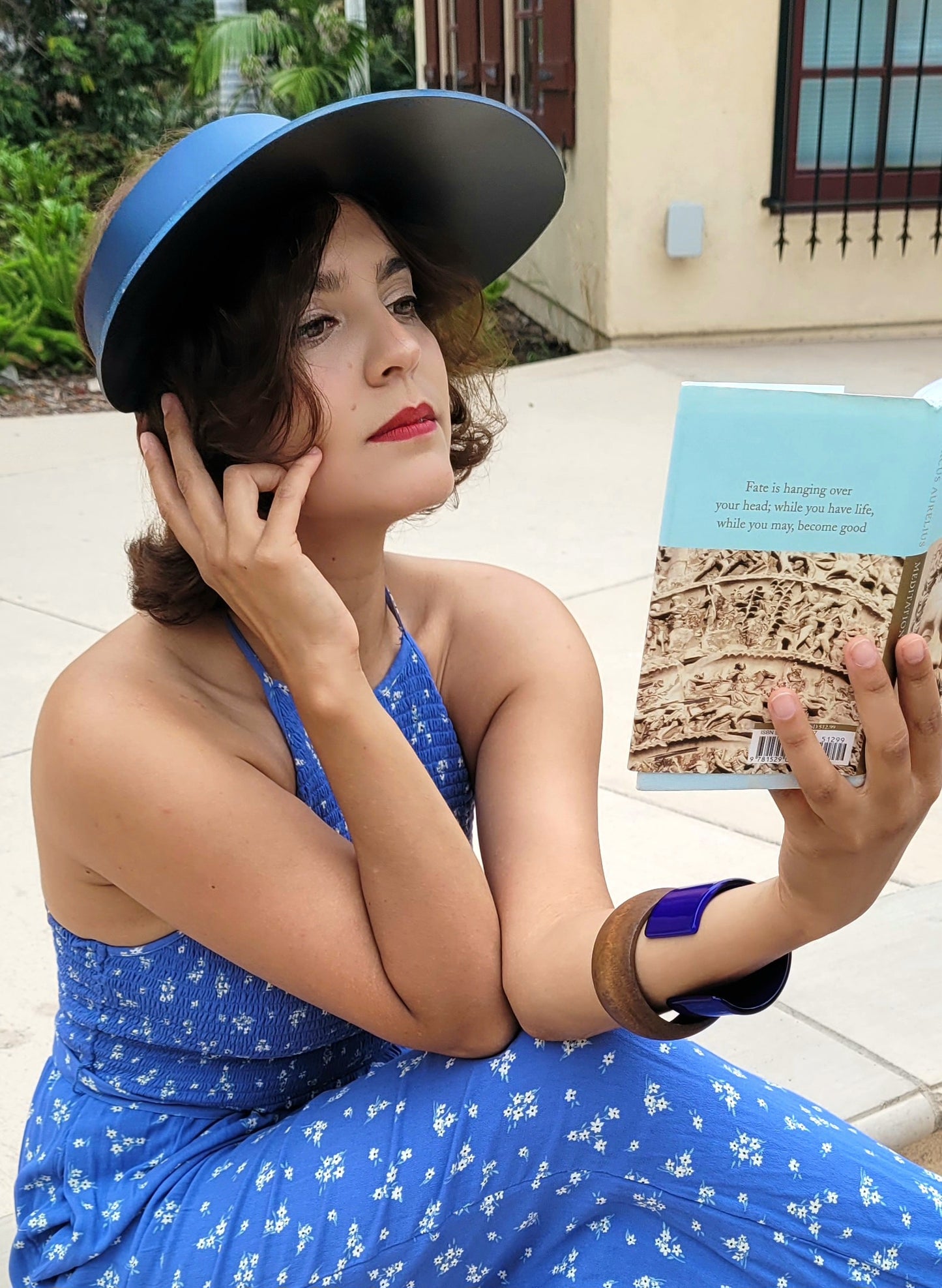 Navy Blue "LadyEVA" Visor Hat with Silvery Blue Band