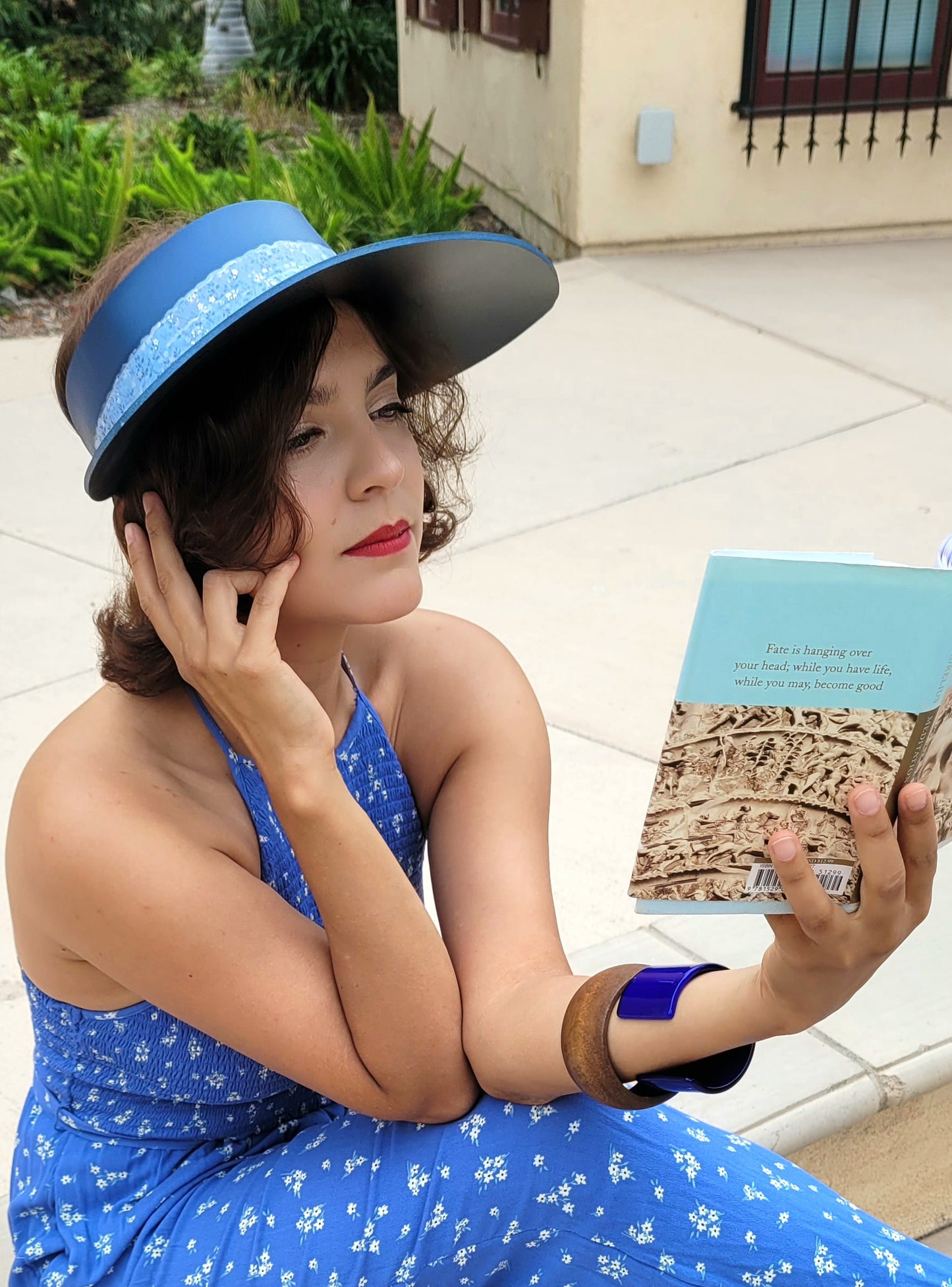 Navy Blue "LadyEVA" Visor Hat with Silvery Blue Band