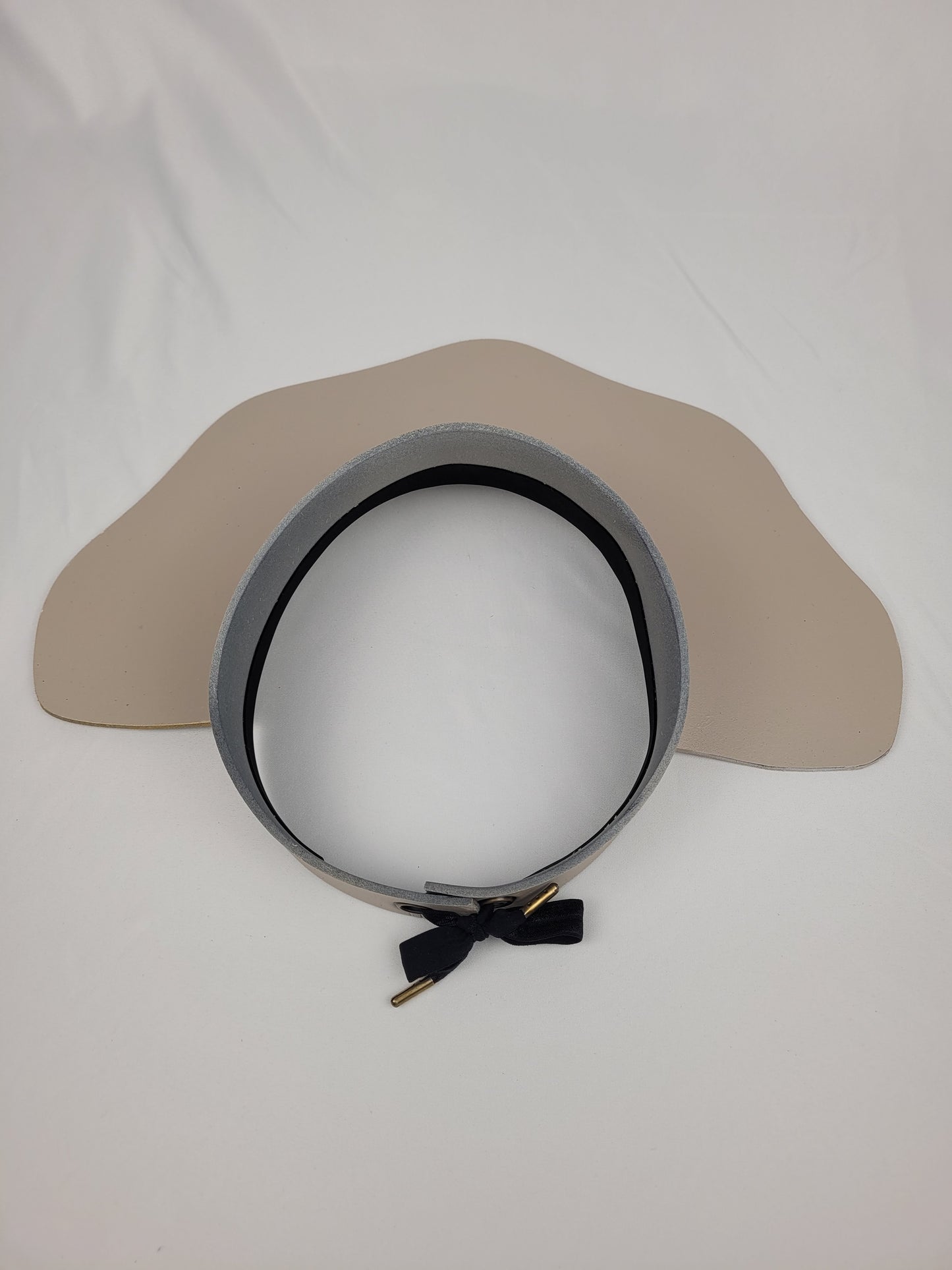 Elegant Taupe Lotus Sun Visor Hat with Sophisticated Black and Golden Band: Sport, Golf, Everyday Protection