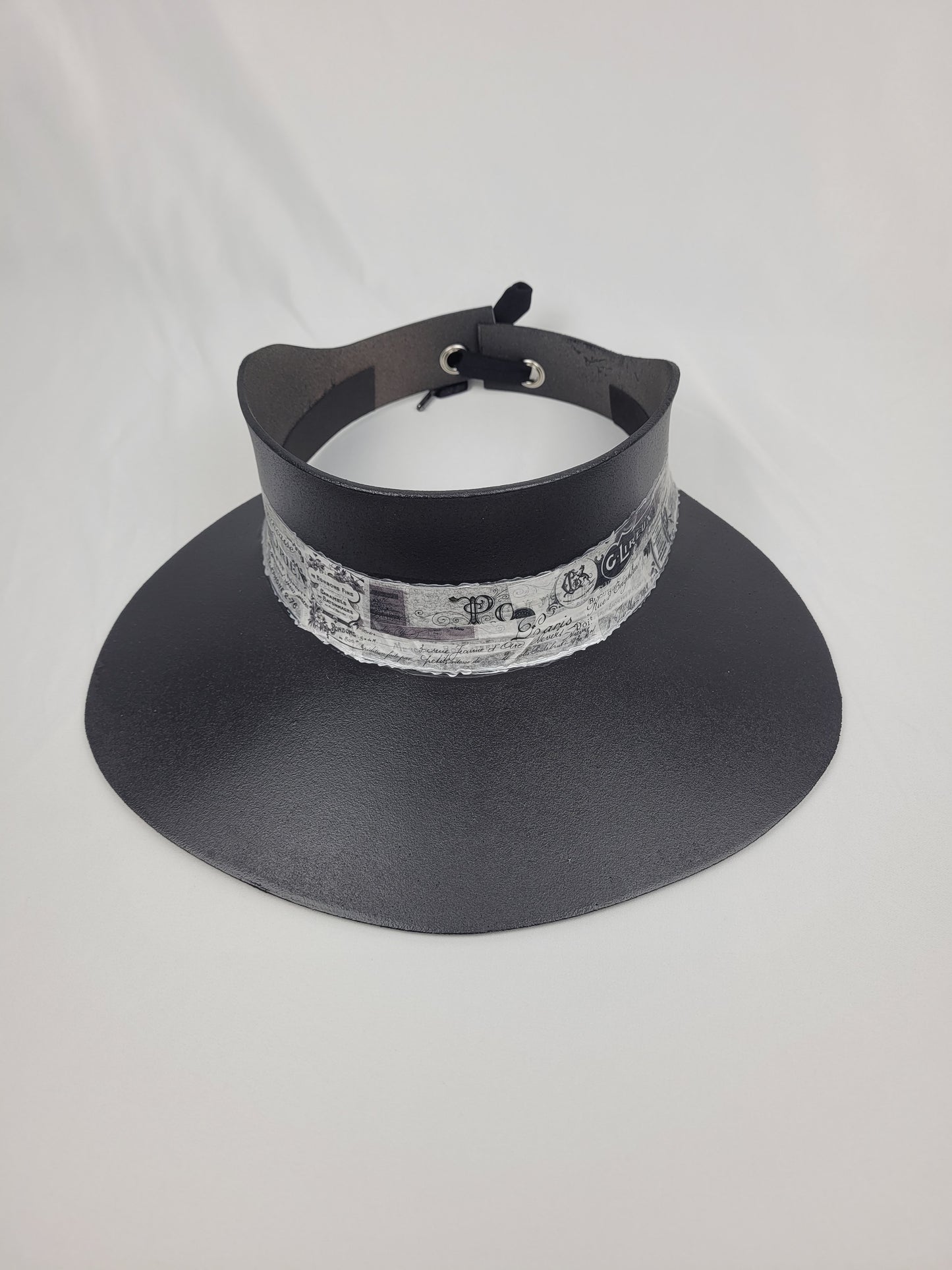 Timeless Black Audrey Sun Visor Hat with Paris Inspired Band and Silver Accents: Walks, Garden Parties, UV Resistant