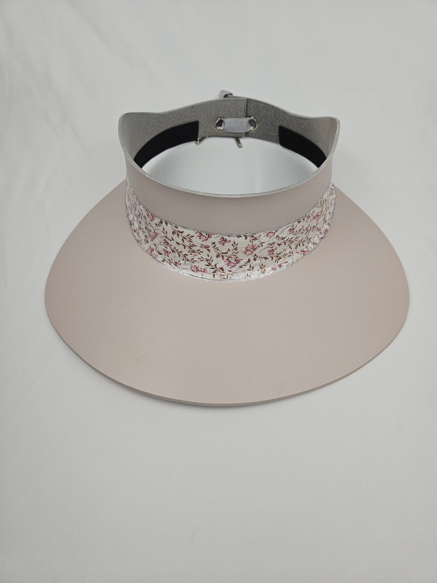 Tall Light Pink "LadyEVA" Visor Hat with Floral Band