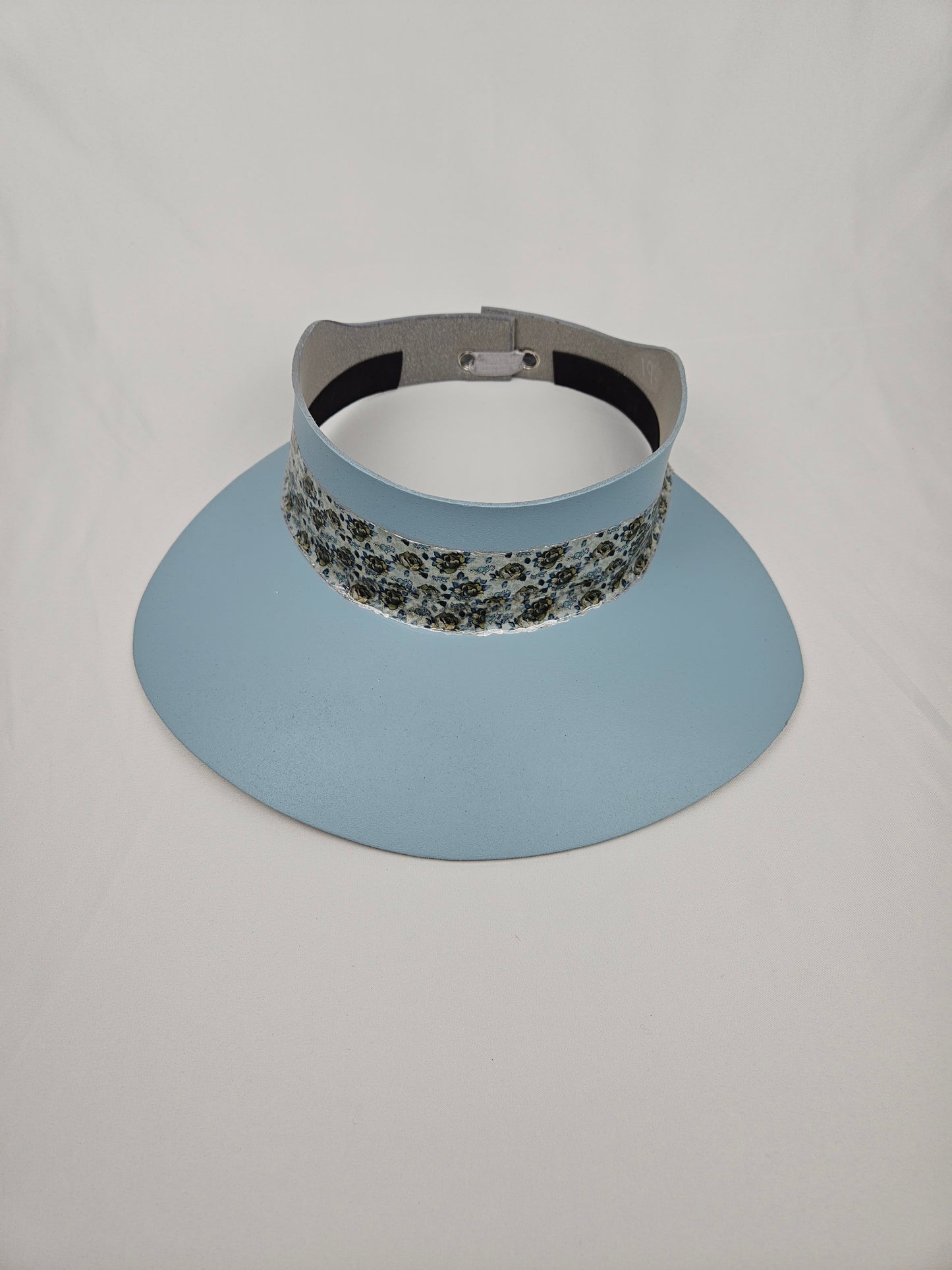 Light Blue "LadyEVA" Visor Hat with Elegant Floral Band