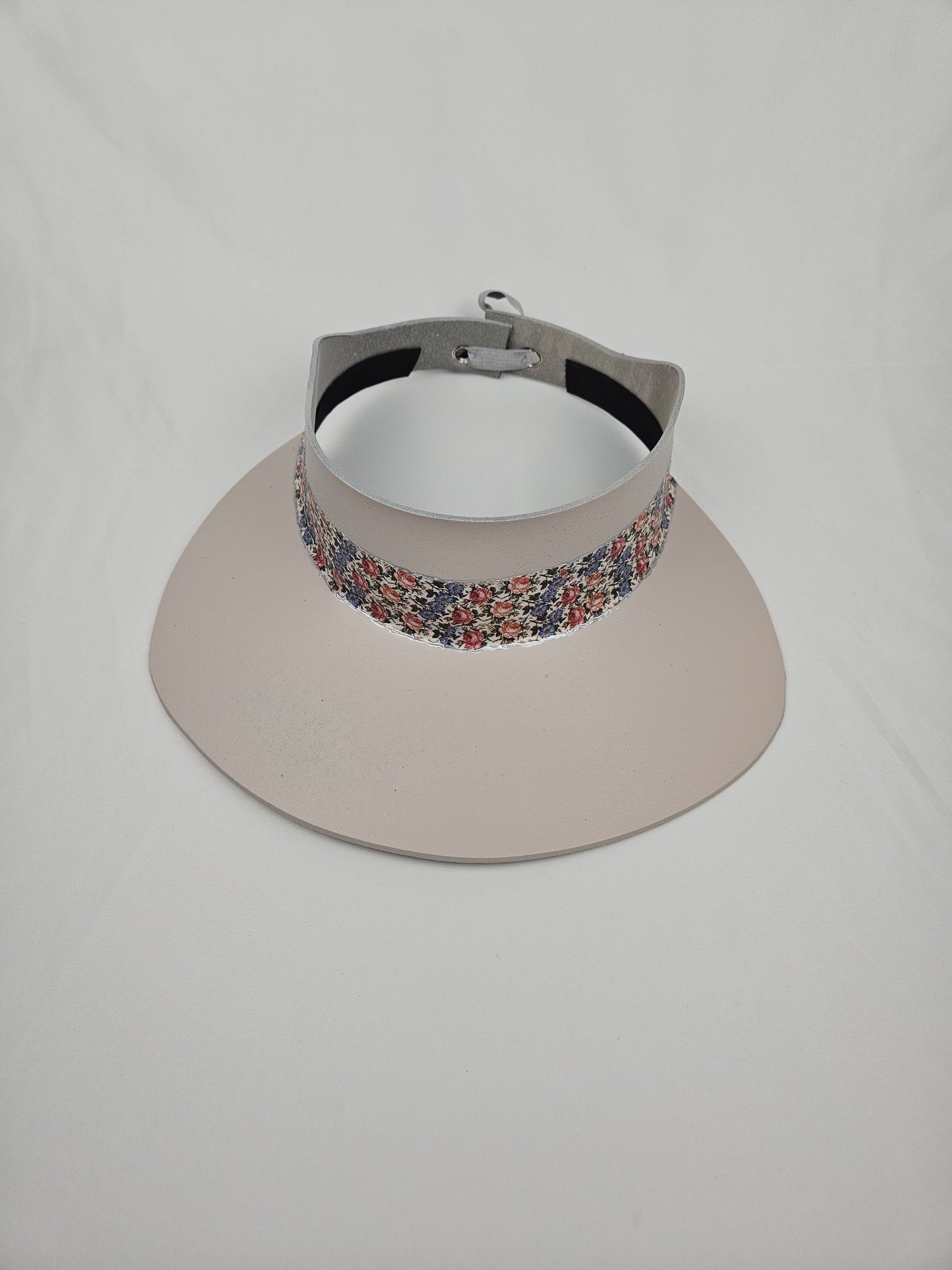Tall Light Pink "LadyEVA" Visor Hat with Pink and Blue Floral Band