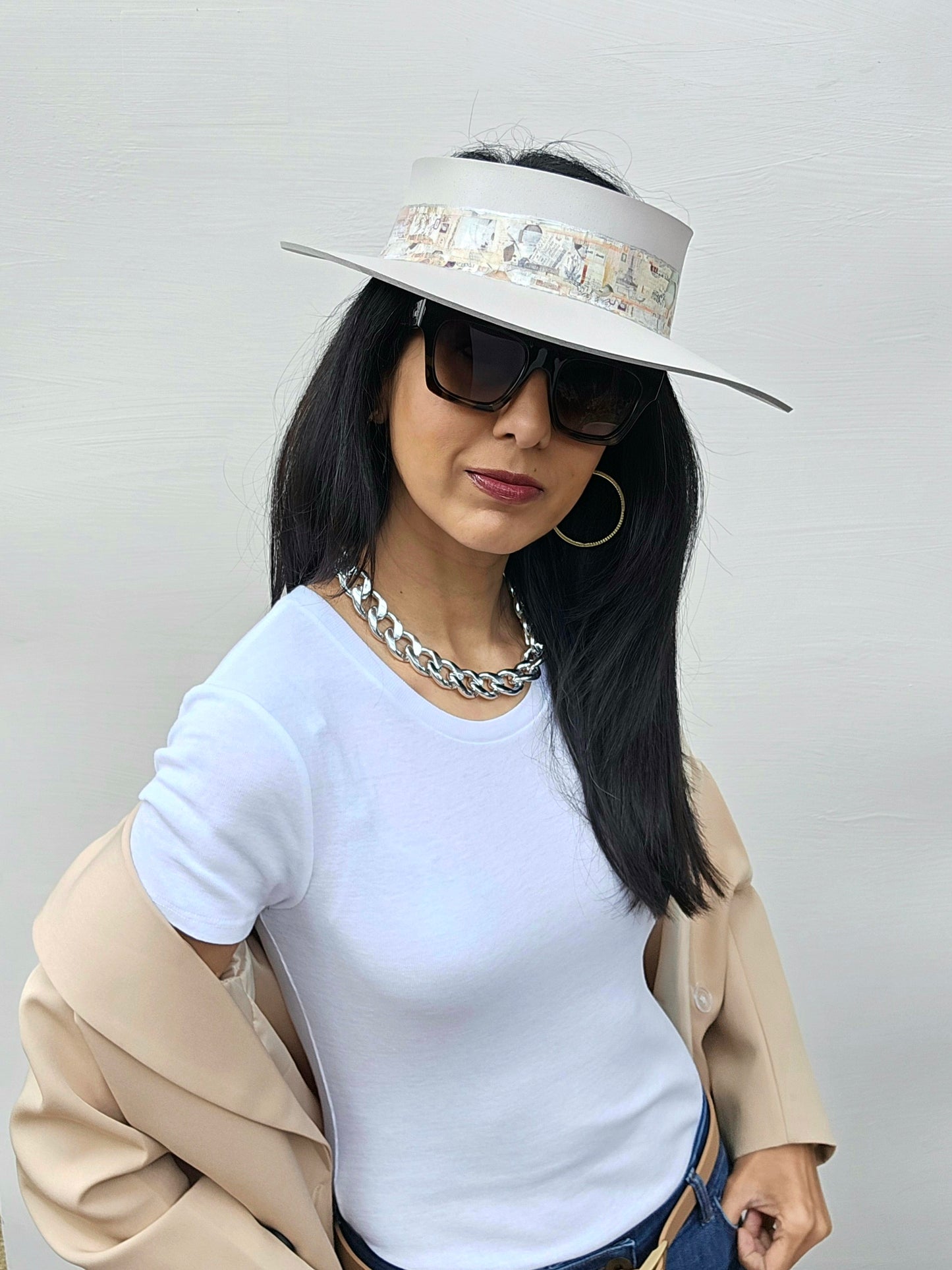 Light Pink "LadyEVA" Visor Hat with Collage Band