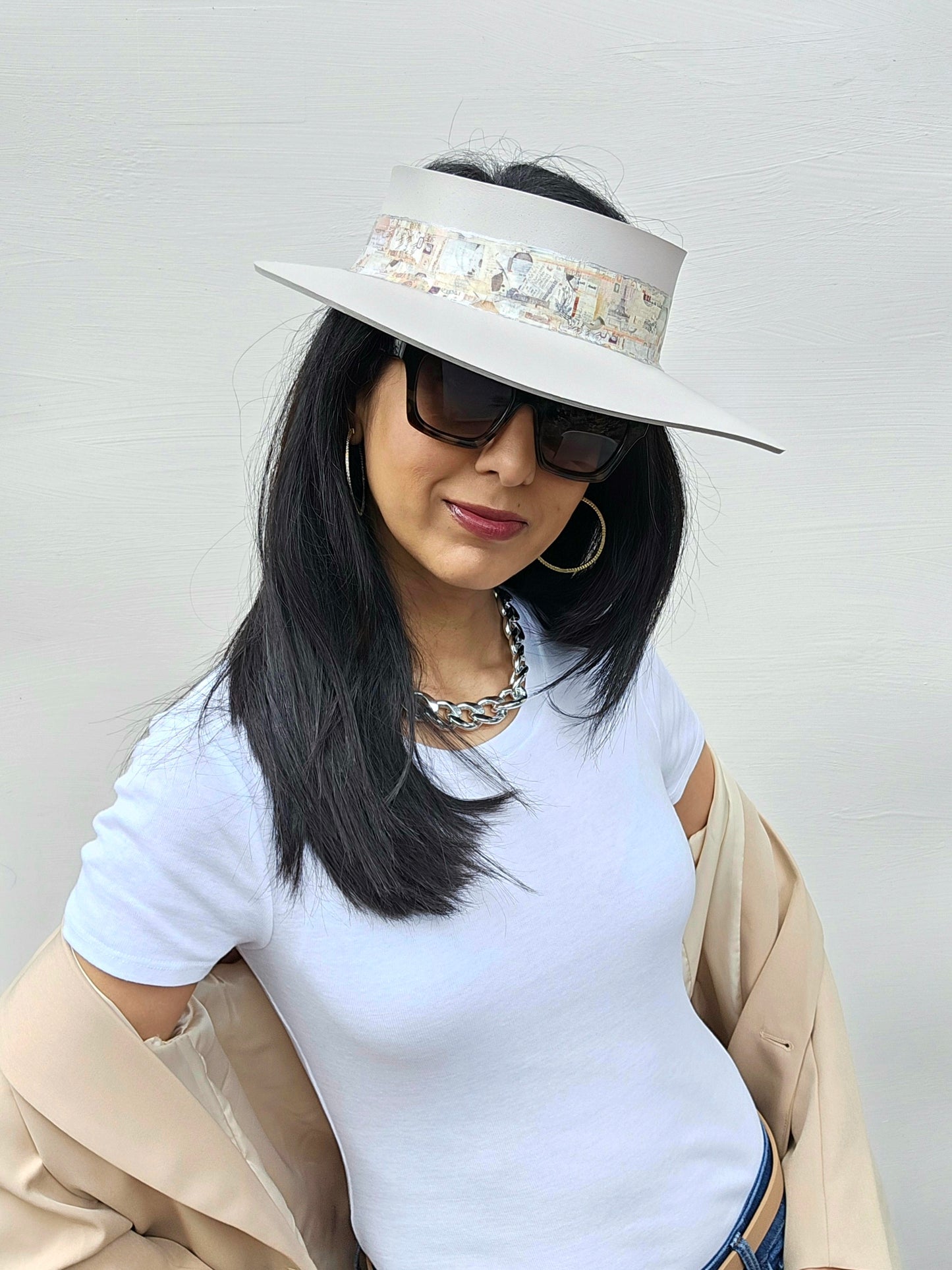 Light Pink "LadyEVA" Visor Hat with Collage Band