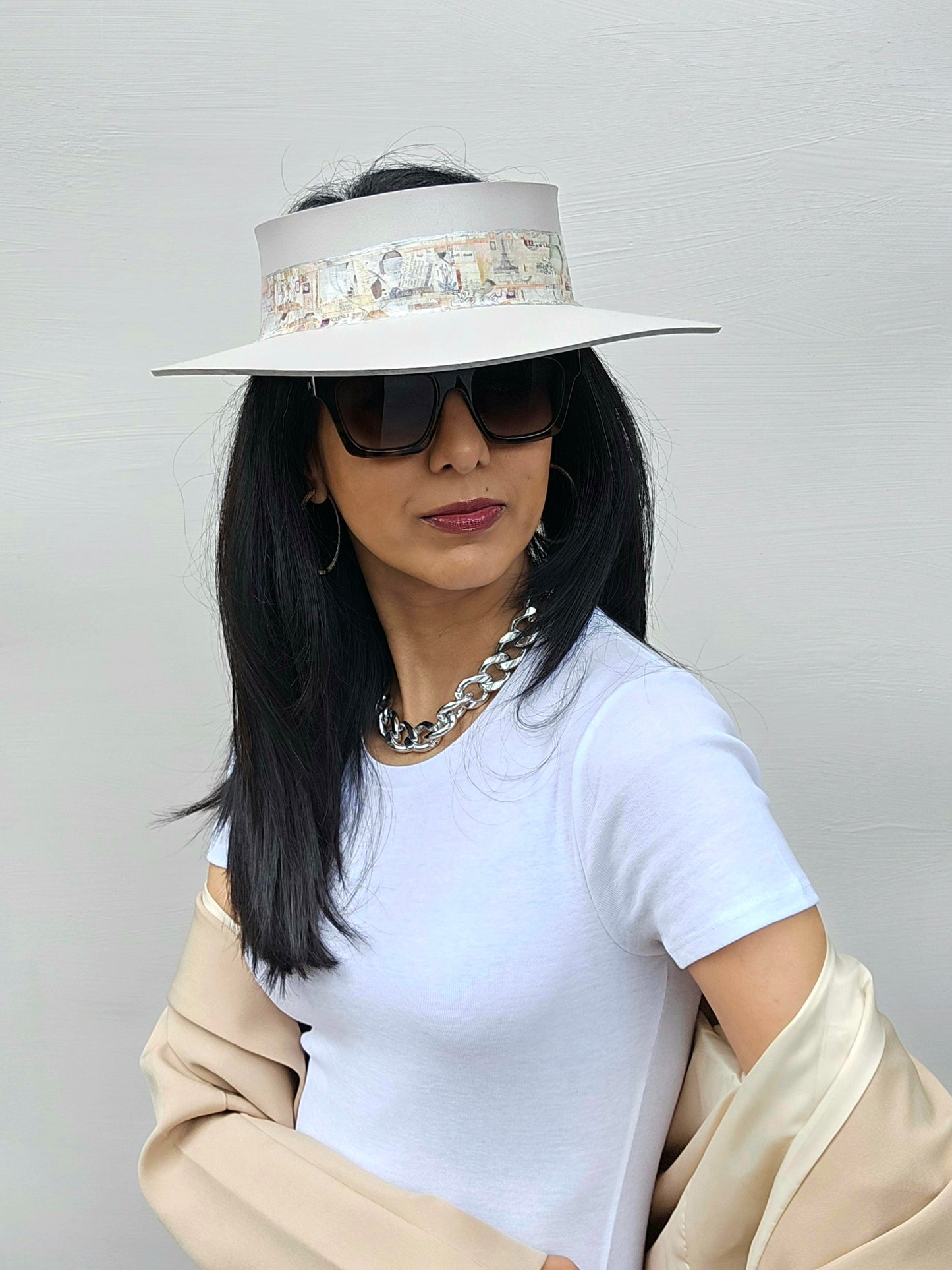 Light Pink "LadyEVA" Visor Hat with Collage Band