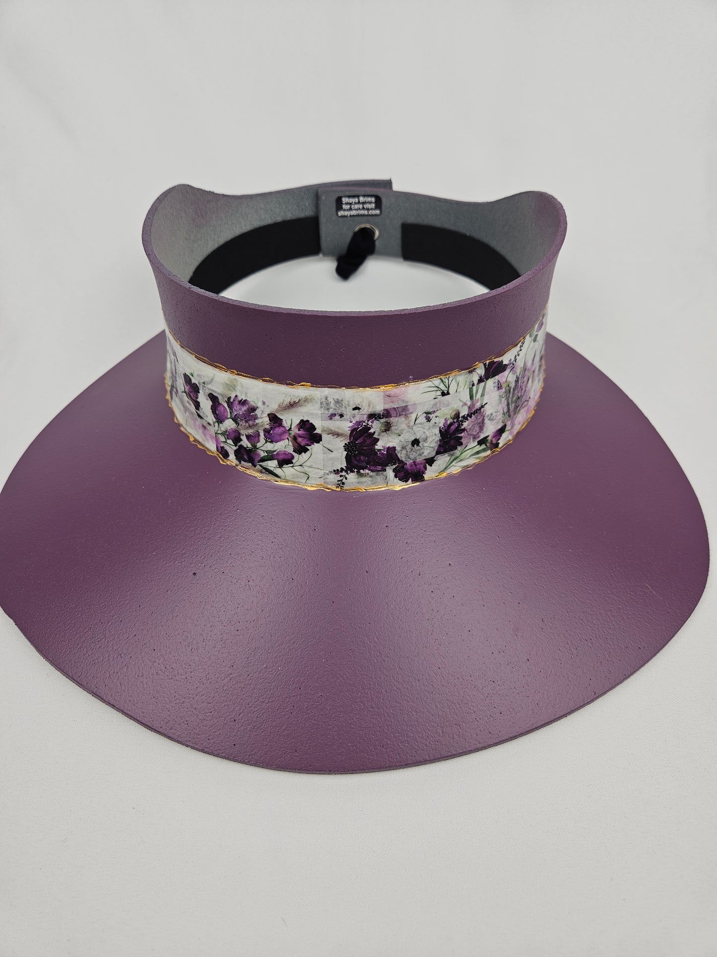 Trending Purple Audrey Foam Sun Visor Hat with Bold Purple Floral Band: 1950s, Walks, Brunch, Asian, Golf, Easter, Church, No Headache, Derby