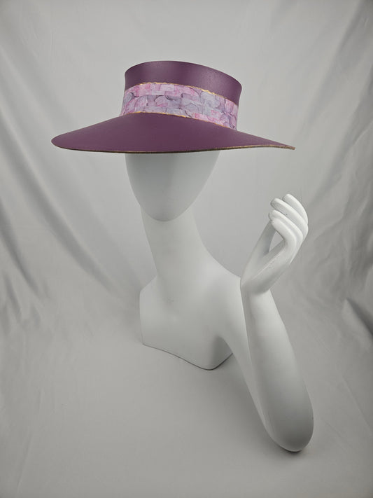 Trending Purple Audrey Foam Sun Visor Hat with Marbled Style Band: 1950s, Walks, Brunch, Asian, Golf, Easter, Church, No Headache, Derby