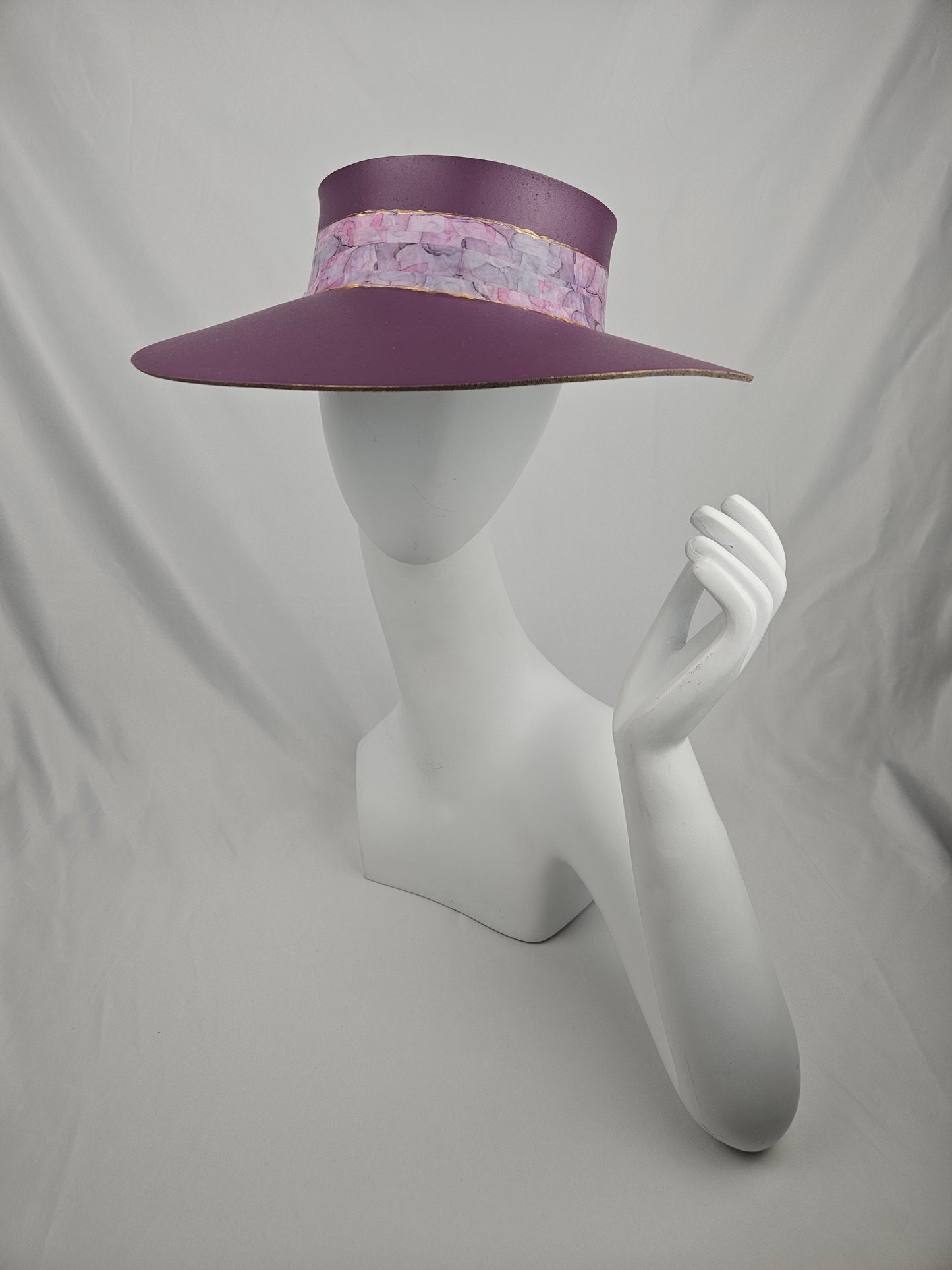 Trending Purple Audrey Foam Sun Visor Hat with Marbled Style Band: 1950s, Walks, Brunch, Asian, Golf, Easter, Church, No Headache, Derby