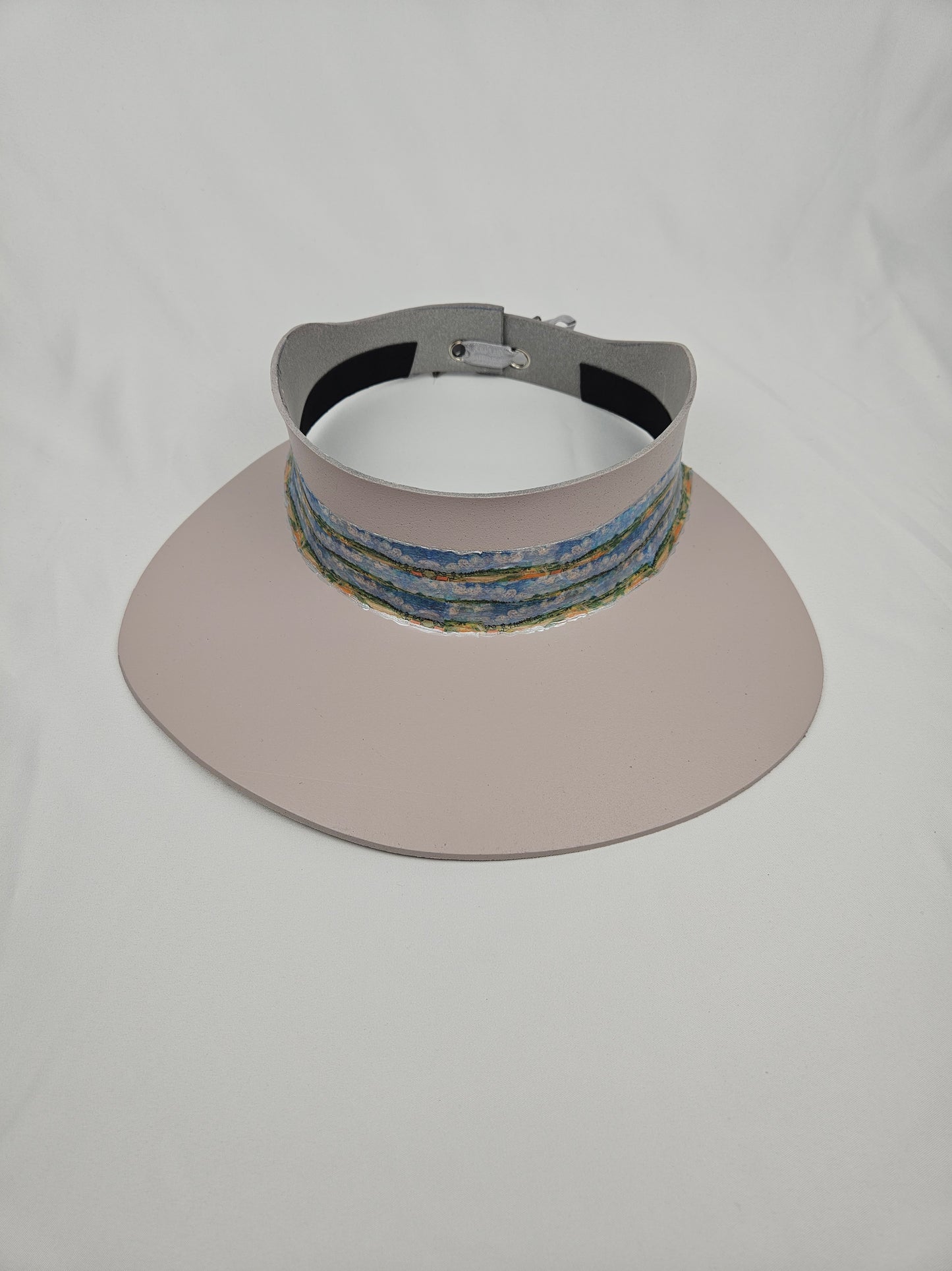 Soft Pink Audrey Sun Visor Hat with Monet Style Band: 1950s, Walks, Brunch, Asian, Golf, Easter, Church, No Headache, Derby