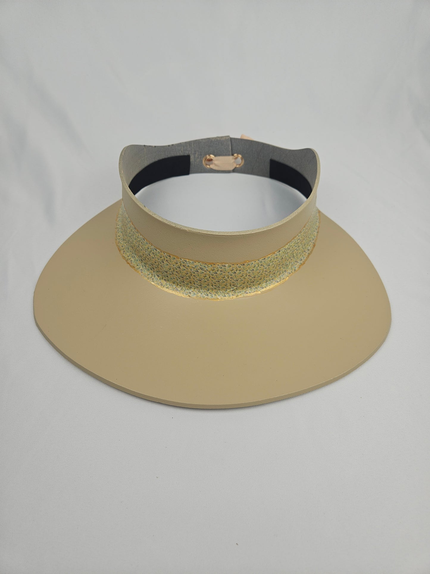 Beige "LadyEVA" Visor Hat with Delicate Floral Band