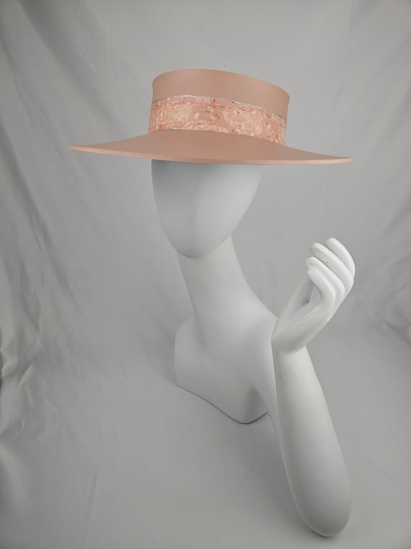 Peachy Pink "LadyEVA" Visor Hat with Floral Band