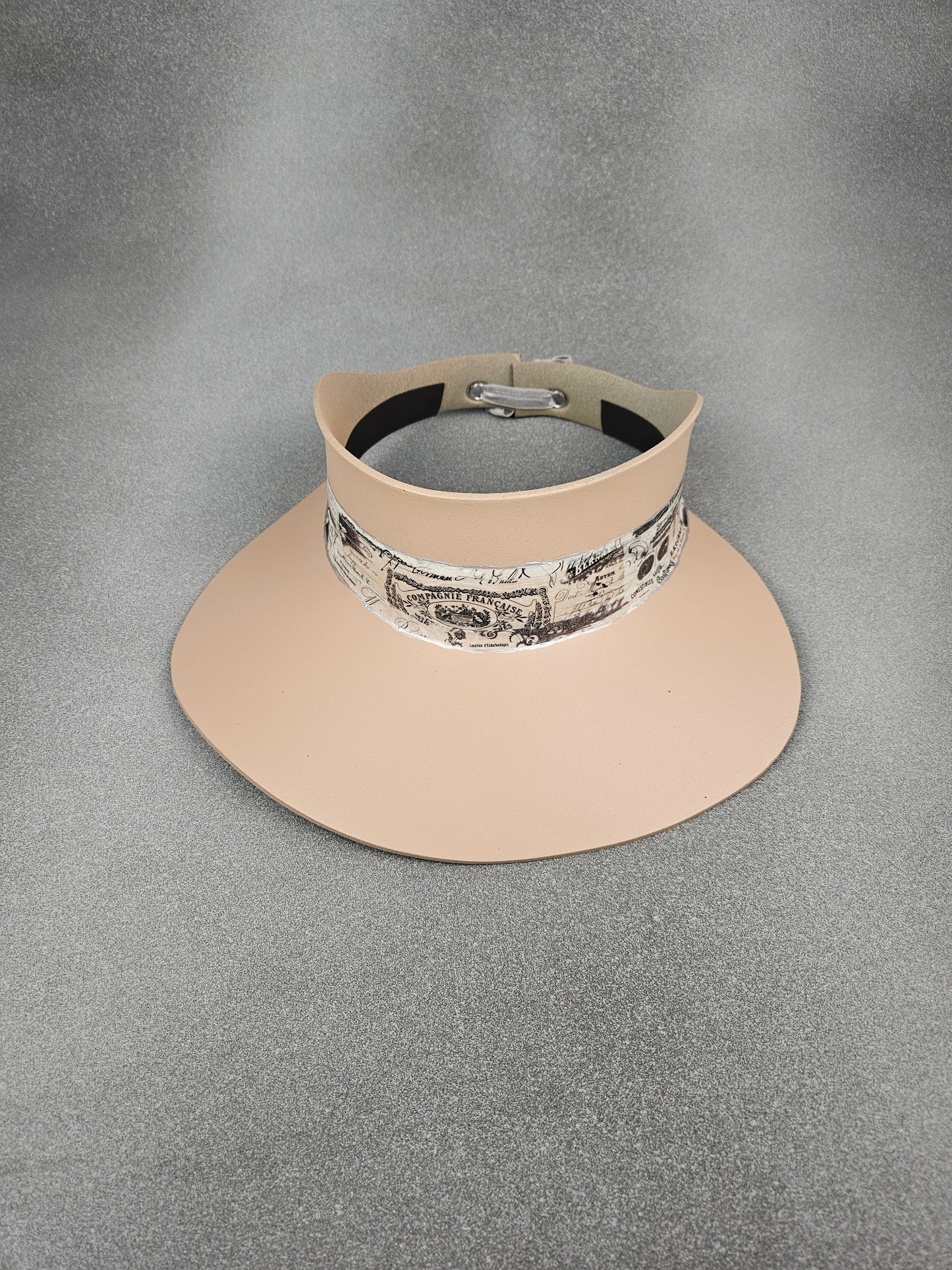 Tall Peachy Beige StayShady Sun Visor Hat with Crinkled French Themed Band