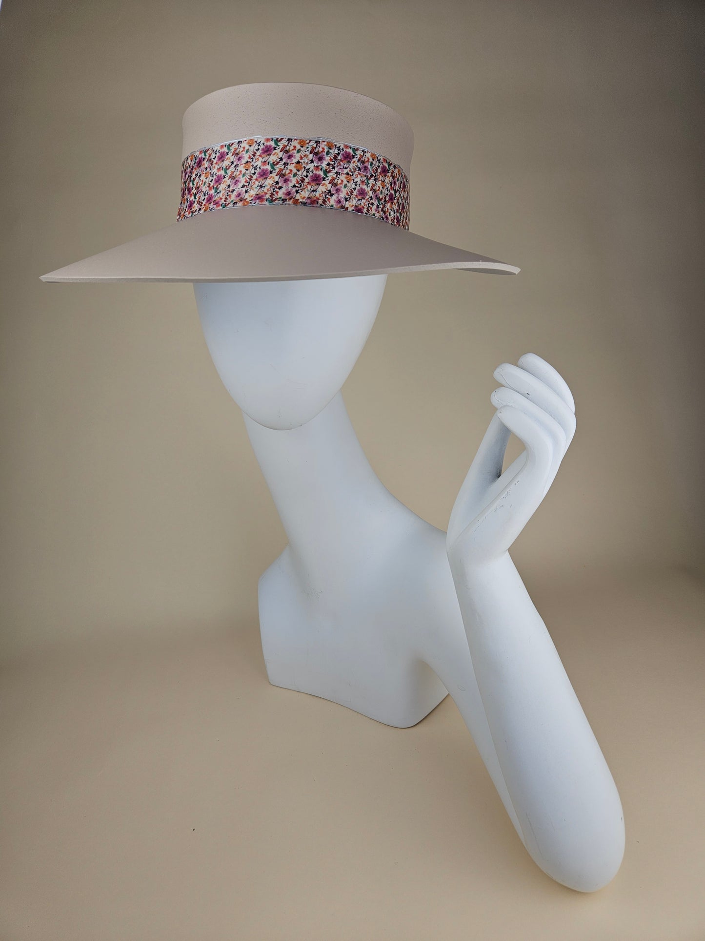 Tall Light Pink Visor Hat - Multicolor Floral Band