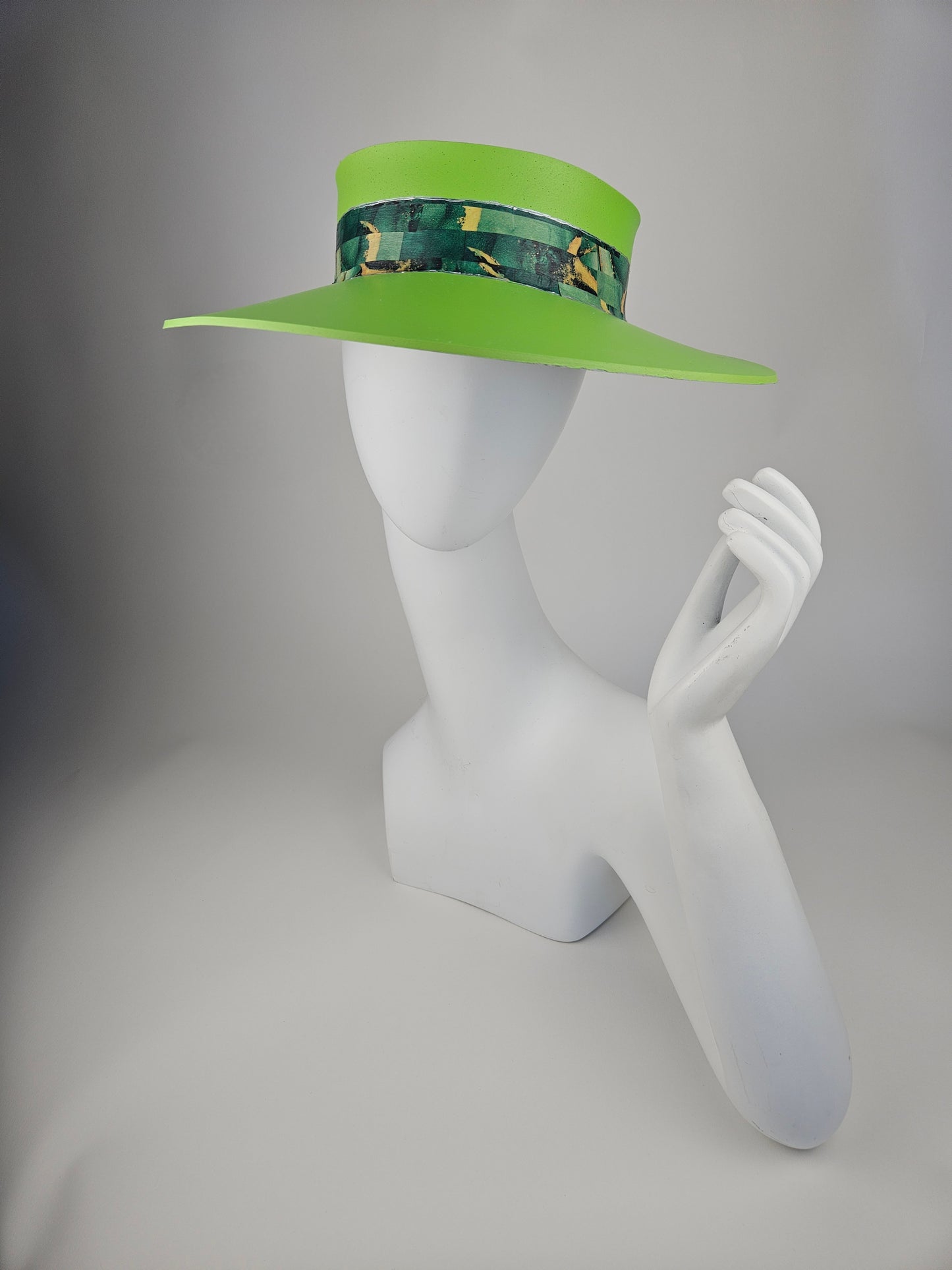 Neon Green "LadyEVA" Visor Hat with Dark Green Marbled Band
