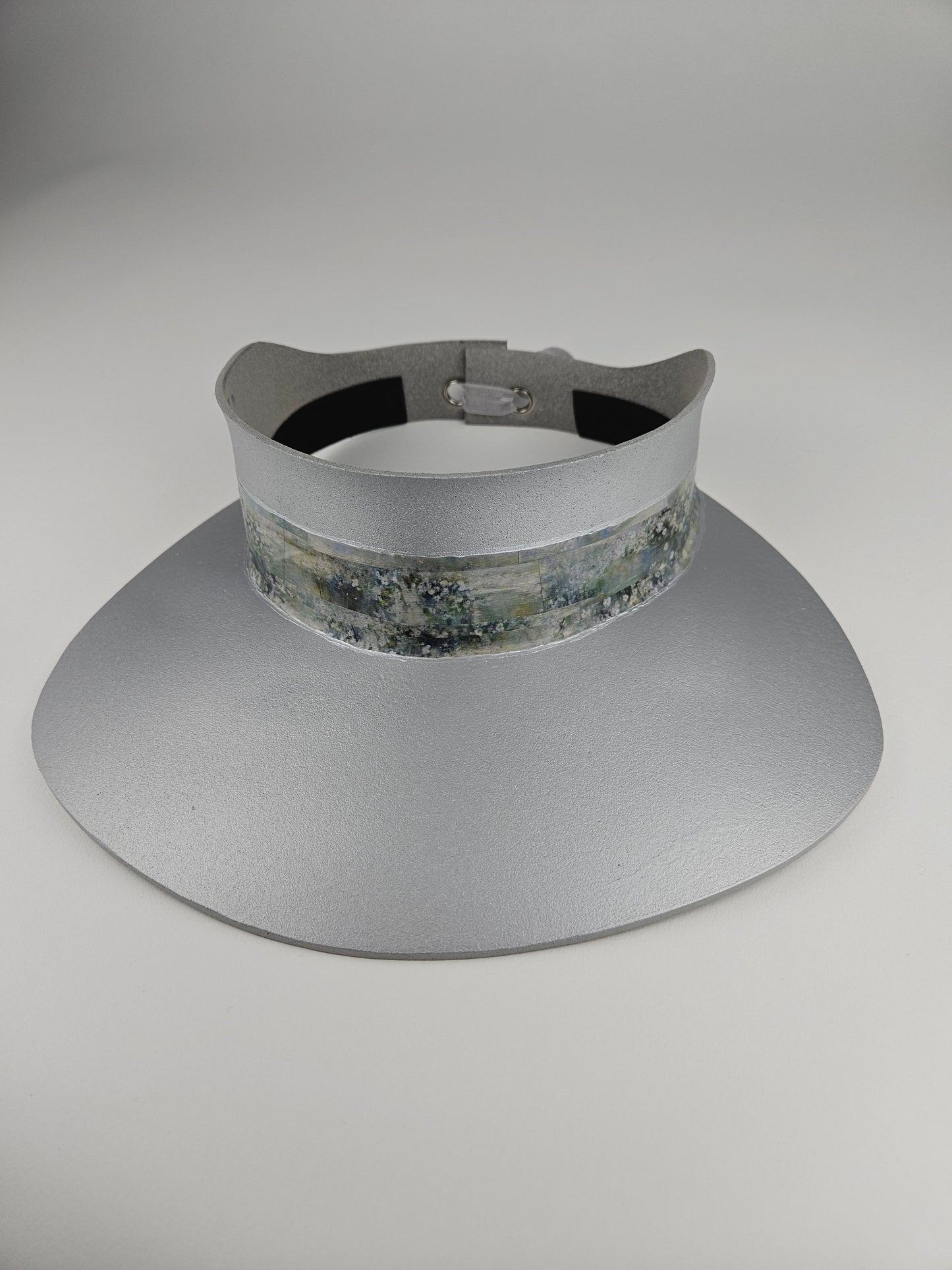 Silver "LadyEVA" Visor Hat with Green Monet Style Band