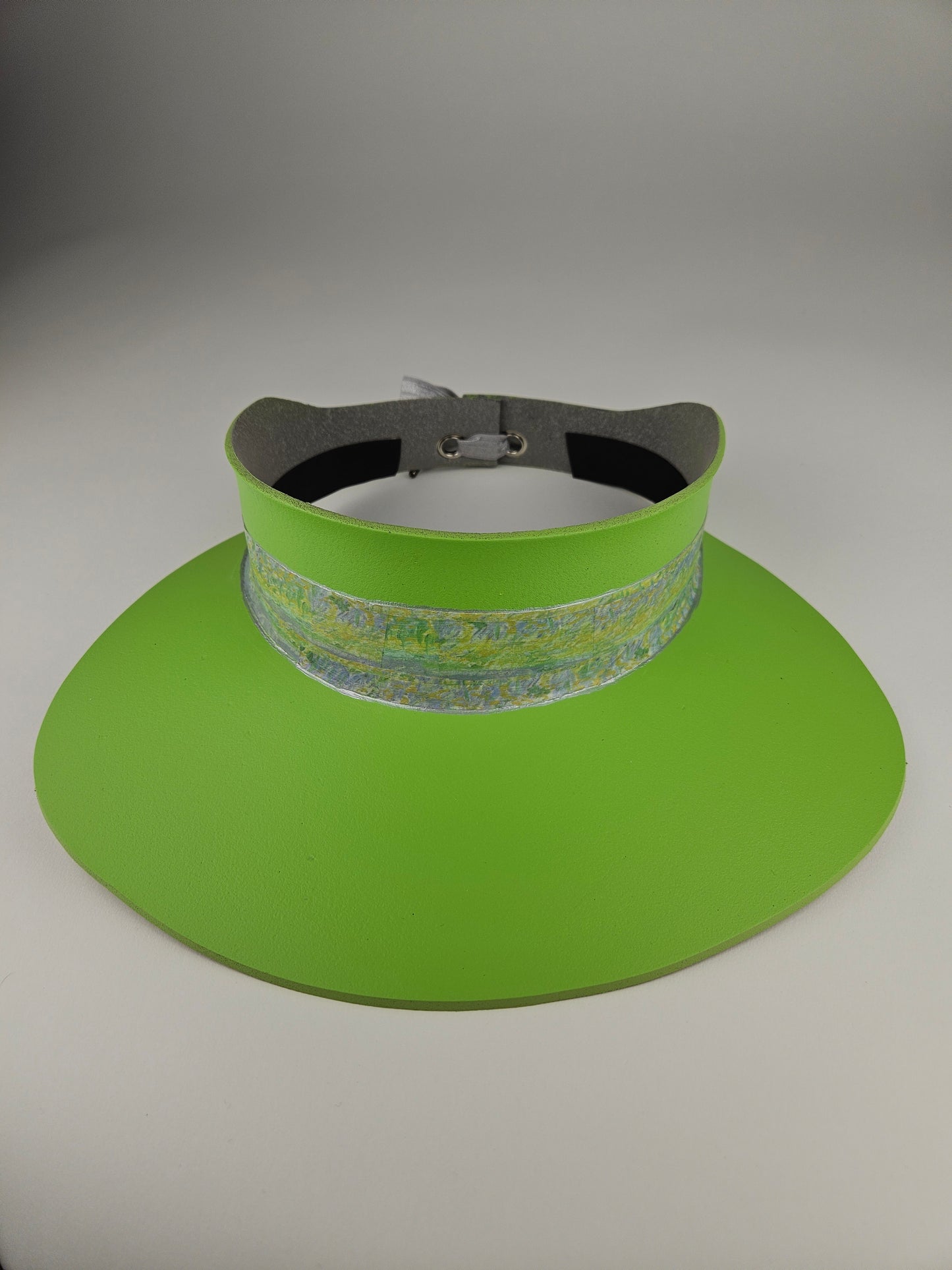 Neon Green "LadyEVA" Visor Hat with Monet Style Floral Band