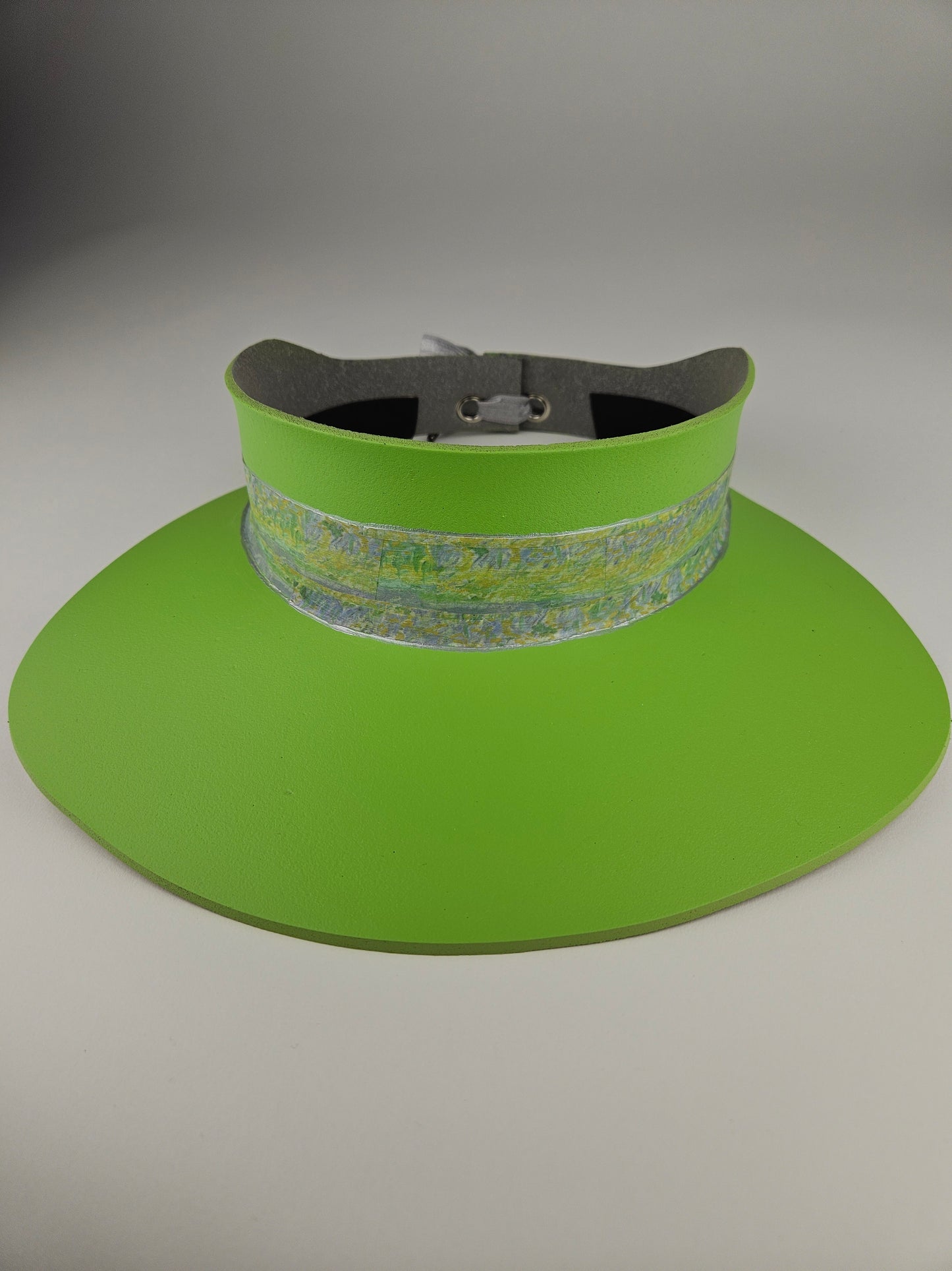 Neon Green "LadyEVA" Visor Hat with Monet Style Floral Band