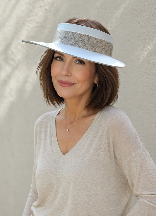 Light Blue Visor Hat - Wide Graphic Band