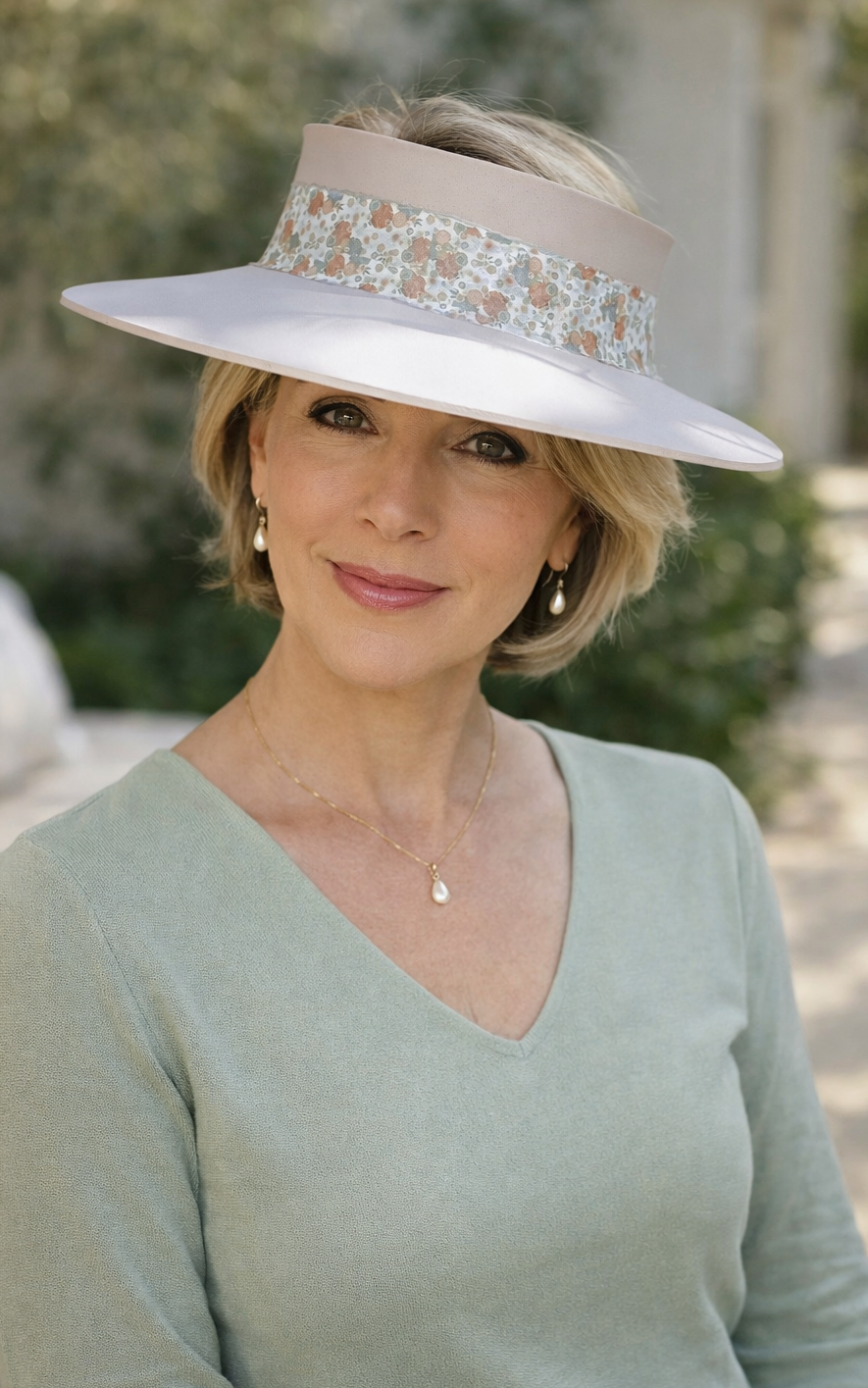 Light Pink Visor Hat - Soft Pink Floral Band