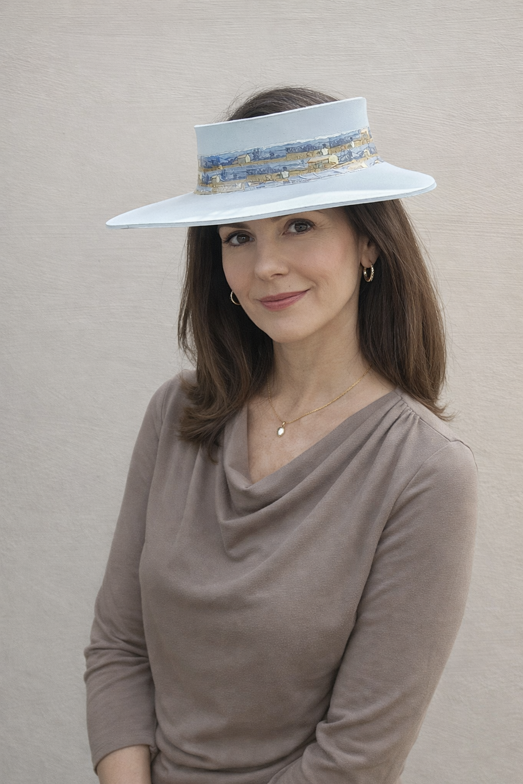 Light Blue "LadyEVA" Visor Hat with Monet Style Blue Band