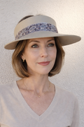 Beige Visor Hat - Soft Purple Floral Band