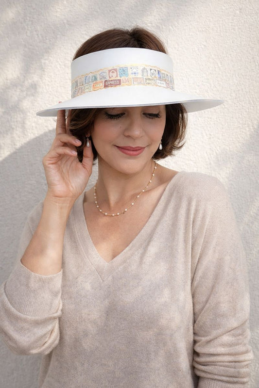 Off White "LadyEVA" Visor Hat with Stamp Themed Band