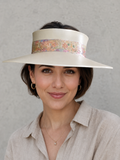 Beige Visor Hat - Multicolor Pastel Floral Band