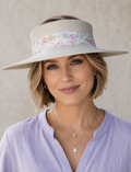 Beige Visor Hat - Pastel Floral Band