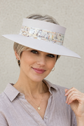 Taupe Visor Hat - Collage Style Band