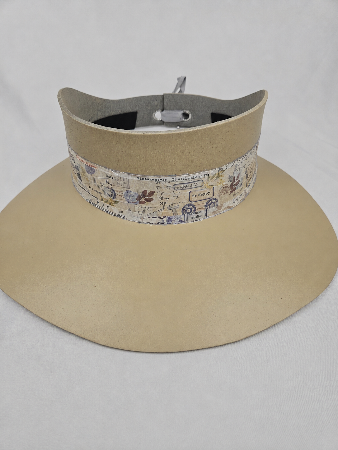 Beige Visor Hat - Vintage Collage Band
