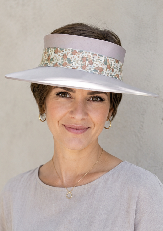 Light Pink Visor Hat - Soft Pink Floral Band
