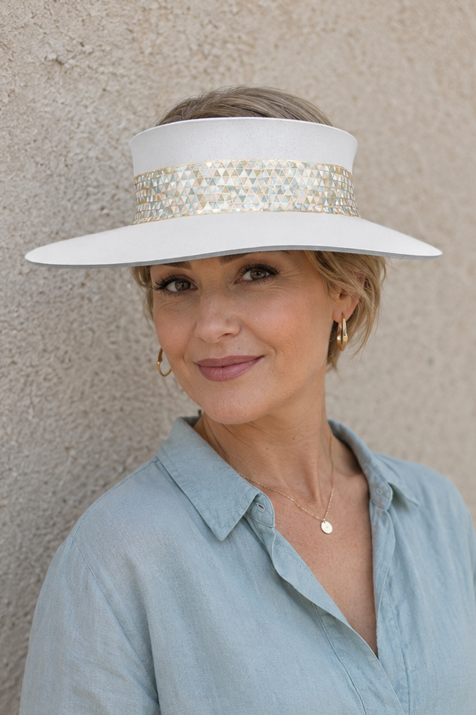 Light Pink Visor Hat - Geometric Band