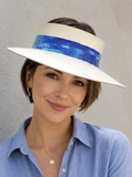 Beige Visor Hat - Blue Band