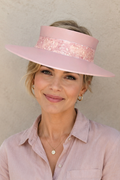 Peach Pink Visor Hat - Floral Band