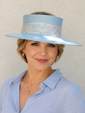 Tall Light Blue Visor Hat - Pastel Floral Band