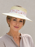 Beige Visor Hat - Lavender Band