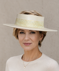 Beige Visor Hat with Delicate Floral Band