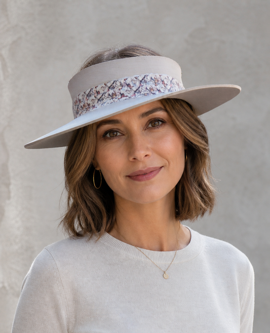 Taupe Visor Hat - Butterfly Band in Soft Colors