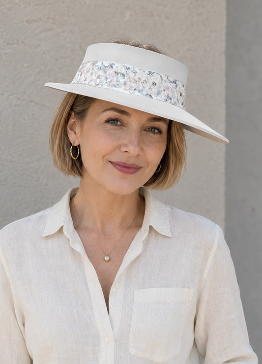 Light Pink Visor Hat - Pink Floral Band