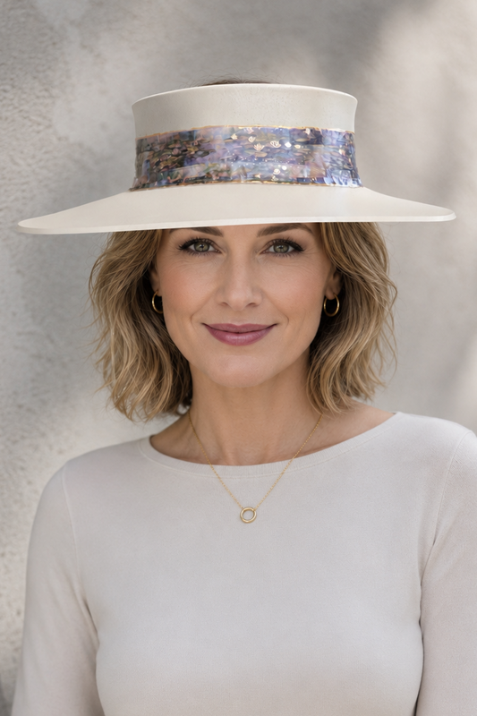 Beige Visor Hat - Lavender Monet Style Band