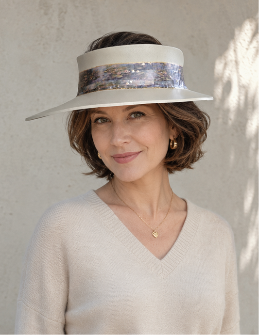 Beige Visor Hat - Lavender Monet Style Band